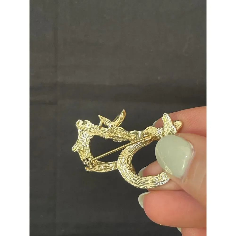 Vintage Sarah Coventry Letter B Initial Monogram GoldTone Bamboo Pin Brooch